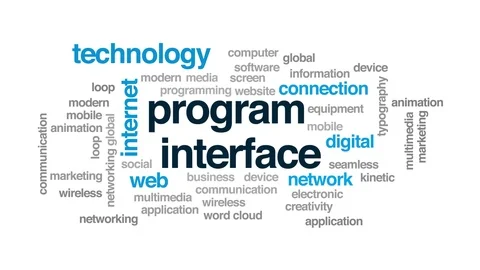Program interface animated word cloud. Kinetic typography. Stock Footage 113407744