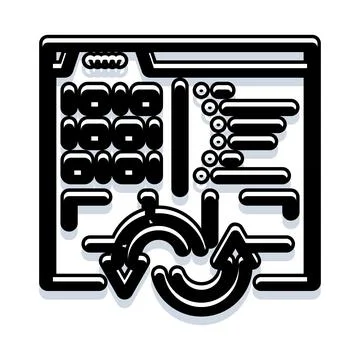 Program interface with data processing and refresh arrows イラスト素材