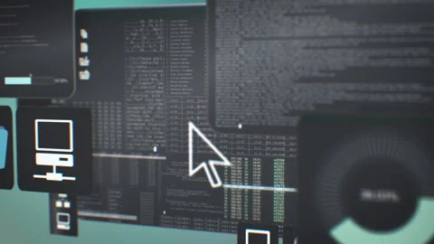 Program interface with various windows for web programming, IT support, hack Stock Footage 262455140