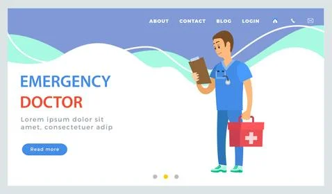 Program landing page template. Treatment via the Internet. Emergency doctor Stock Illustration