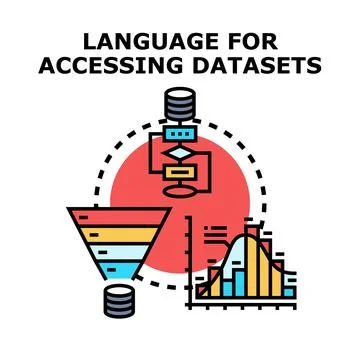 Program language accessing dataset vector concept Stock Illustration