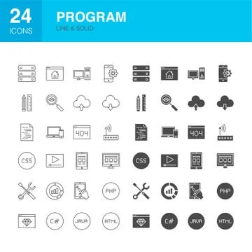 Program Line Web Glyph Icons Illustrazione stock