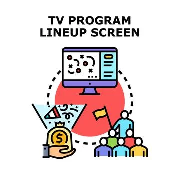 Program lineup screen building audience engagement and revenue Stock Illustration