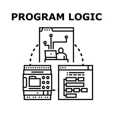 Program logic developing software system architecture workflow Illustrazione stock