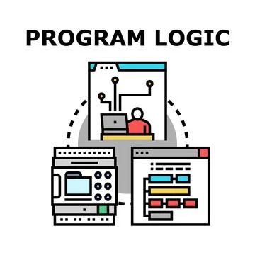 Program logic developing software system architecture workflow Stock Illustration