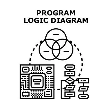 Program logic diagram engineering and software development concept Illustration