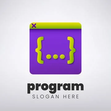Program Logo Design, Creative Coding Concept, Vector Illustration Stock Illustration