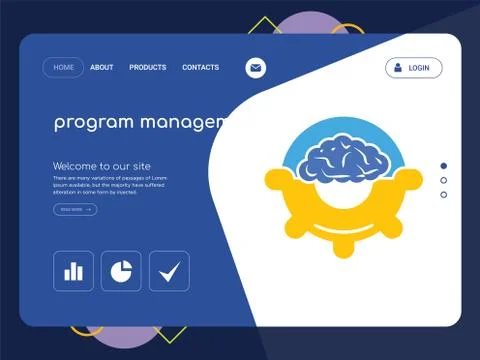 Program management Landing page website template design Free Stock Illustration