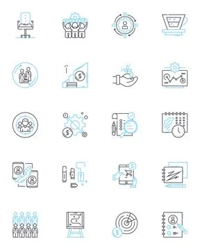 Program Managers linear icons set. Leadership, Coordination, Organization Illustrazione stock