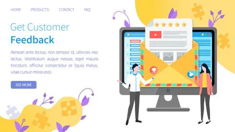 Program for marketing analysis, customer feedback research. Business webpage for Stock-Illustration