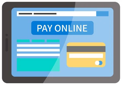 Program for online remote payment of purchases on the tablet screen flat vector 스톡 일러스트