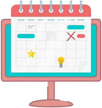 Program for planning and time management. Scheduling app icon, timetable on Illustration