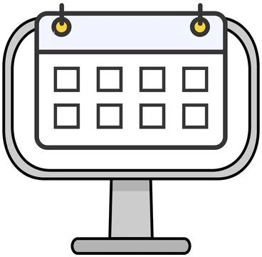 Program for planning and time management. Scheduling app, calendar icon on Illustration