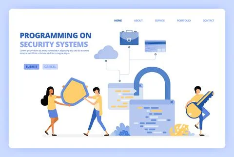 Program security systems for business, financial, technology activities to pr 스톡 일러스트