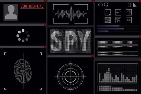 Program for the spy. Illustrazione stock