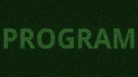 PROGRAM text made with many symbols on computer screen, 3d rendering Stock Illustration
