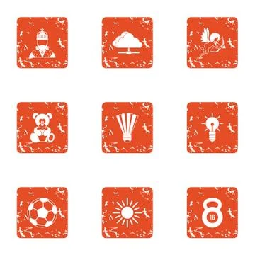 Program training icons set, grunge style Stock Illustration
