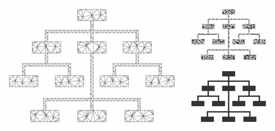 Program Tree Vector Mesh Network Model and Triangle Mosaic Icon 스톡 일러스트