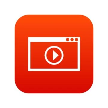 Program for video playback icon digital red Stock Illustration