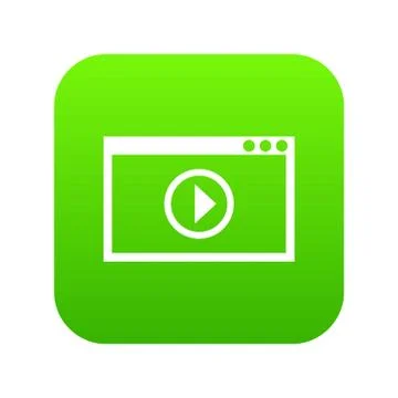 Program for video playback icon digital green Stock Illustration