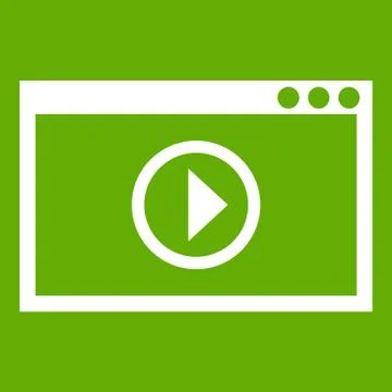 Program for video playback icon green Stock Illustration