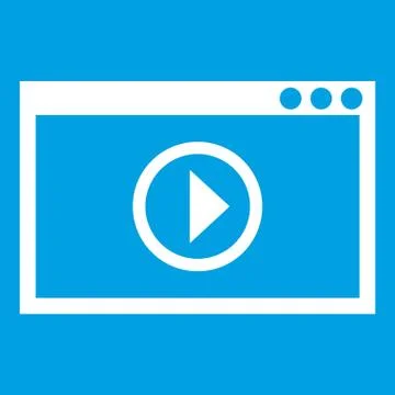 Program for video playback icon white Stock Illustration