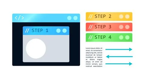 Program window and title bar infographic chart design element set Stock Illustration