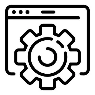 Program window gear icon, outline style Stock Illustration