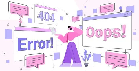 Programer repairing site with problem not working error lost not found concept Stock Illustration