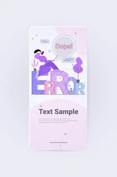 Programer repairing site with problem not working lost not found concept woman Stock Illustration