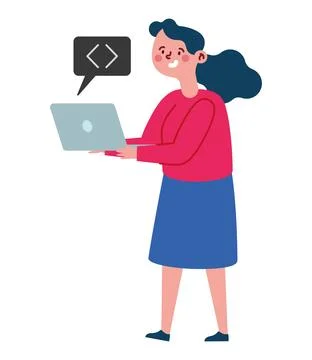 Programer woman programming coding Stock-Illustration