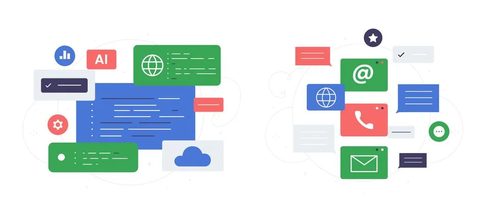 Programing and communication vector concept Stock Illustration