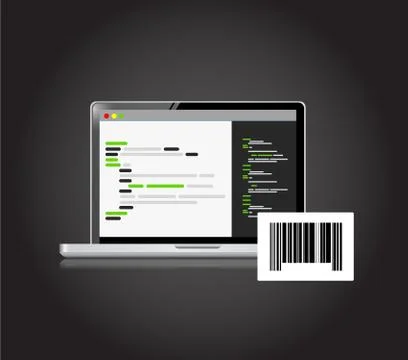 Programing browser and barcode icon Stock Illustration