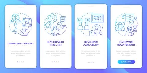 Programing language selection blue gradient onboarding mobile app screen Illustrazione stock
