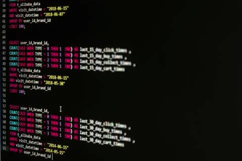 Programing php source code on screen Foto stock