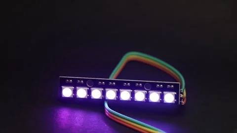 Programmable ARGB LED strip displaying colorful light patterns 動画素材 336626340