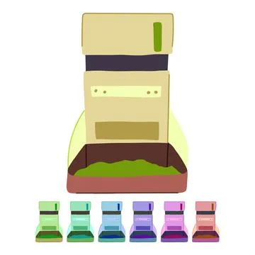 Programmable automatic pet feeder vector cartoon graphic イラスト素材