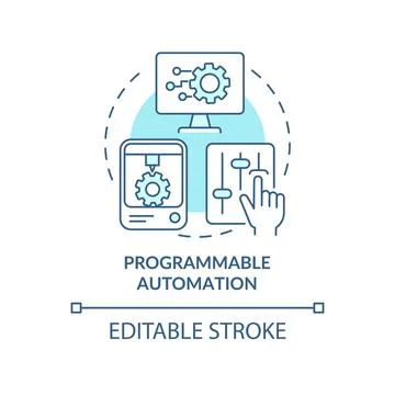 Programmable automation blue concept icon Stock Illustration
