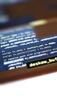 Programmable deskew buffer declaration in a blue code panel 스톡 사진