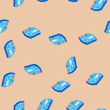 Programmable logic controller plc isometric icon seamless pattern Stock Illustration