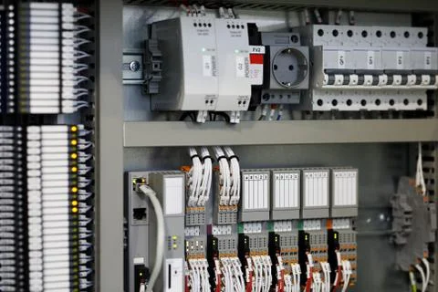 Programmable logic controllers PLC control system Stock Photos