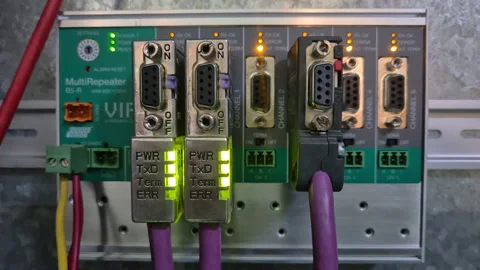 Programmable Logic Controllers (PLCs) for modern machinery in industrial plants 動画素材 342300834