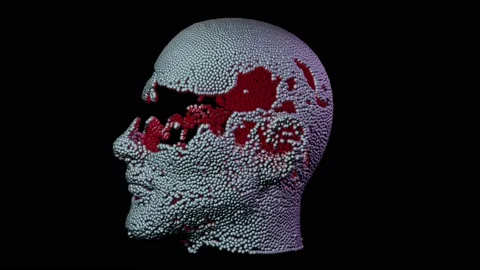 Programmable matter forming human head 3d animation render Stock Footage 217330698
