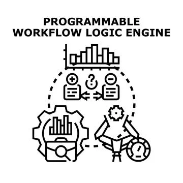 Programmable workflow logic engine concept illustration Stock Illustration