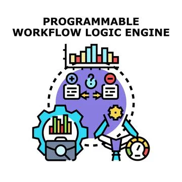Programmable workflow logic engine concept illustration Stock Illustration