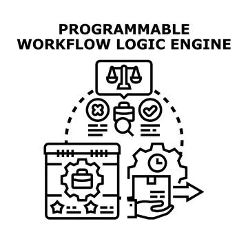 Programmable workflow logic engine managing business tasks Stock Illustration