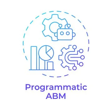 Programmatic abm blue gradient concept icon Stock Illustration