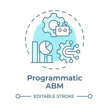 Programmatic abm soft blue concept icon Stock Illustration