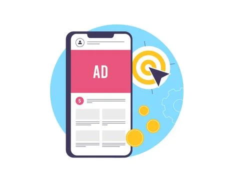 Programmatic ad bidding system. Interactive dashboards, ad campaigns and Stock Illustration