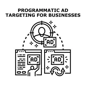 Programmatic ad targeting for businesses concept vector Illustrazione stock